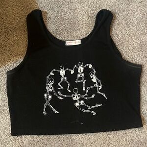 ROMWE Skeleton Print Cropped Tank Top